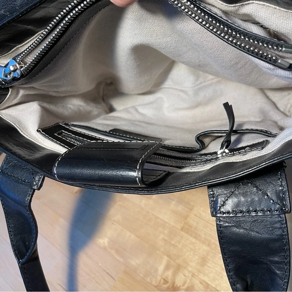 MICHAEL Michael Kors Black Leather Satchel Double Handle Zip Pocket Shoulder Bag